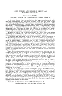 Some Causes Underlying Cellular Differentiation1