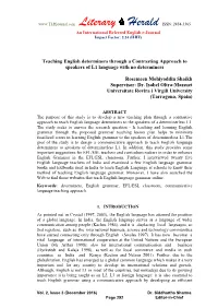 Teaching English Determiners Through a Contrasting Approach to Speakers of L1 Language with No Determiners