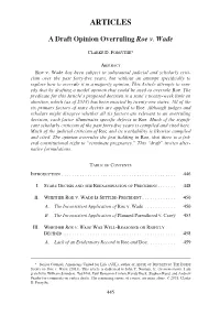 A Draft Opinion Overruling Roe V. Wade