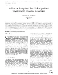 A Review Analysis of Two Fish Algorithm Cryptography Quantum Computing