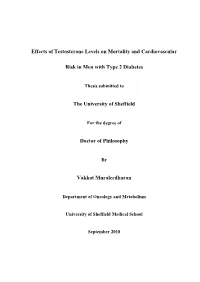 Effects of Testosterone Levels on Mortality and Cardiovascular Risk