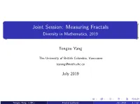 Joint Session: Measuring Fractals Diversity in Mathematics, 2019
