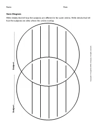 Venn Diagram Write Details That Tell How the Subjects Are Different in the Outer Circles
