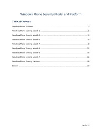 Windows Phone Security Model and Platform