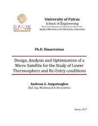 Analysis, Optimization & Construction of a Micro-Satellite for the Study Of
