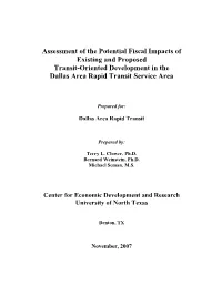 Assessment of the Potential Fiscal Impacts of Existing and Proposed Transit-Oriented Development in the Dallas Area Rapid Transit Service Area