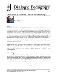 Chronotopes in Education: Conventional and Dialogic