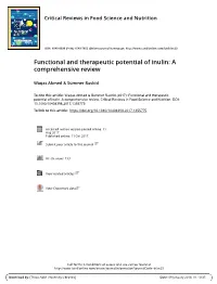 Functional and Therapeutic Potential of Inulin: a Comprehensive Review