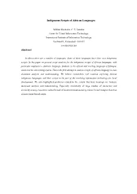 Indigenous Scripts of African Languages Abstract
