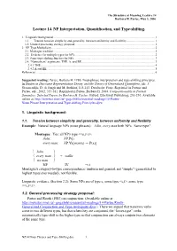 Lecture 14. NP Interpretation, Quantification, and Type-Shifting