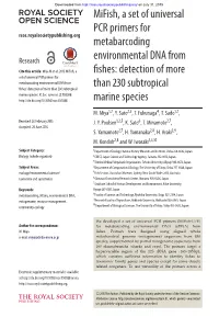 Mifish, a Set of Universal PCR Primers for Metabarcoding