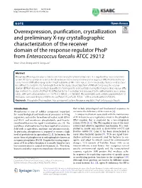 Overexpression, Purification, Crystallization and Preliminary X-Ray