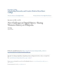 Sharing Women's History on Wikipedia Mia Ridge Open University