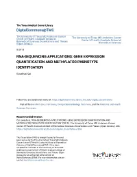 Rna-Sequencing Applications: Gene Expression Quantification and Methylator Phenotype Identification