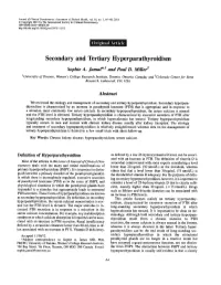 Secondary and Tertiary Hyperparathyroidism Sophie A