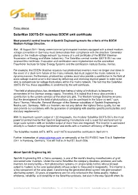 Solarmax 330TS-SV Receives BDEW Unit Certificate
