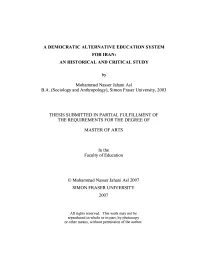 A Democratic Alternative Education System for Iran: an Historical and Critical Study