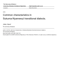Common Characteristics in Sukuma-Nyamwezi Transitional Dialects
