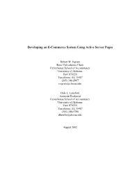Developing an E-Commerce System Using Active Server Pages