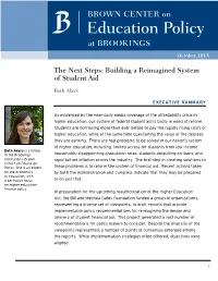 The Next Steps: Building a Reimagined System of Student Aid