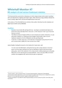 Whitehall Monitor #7 Ifg Analysis of Civil Service Headcount Statistics