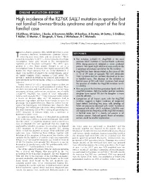 High Incidence of the R276X SALL1 Mutation in Sporadic but Not Familial