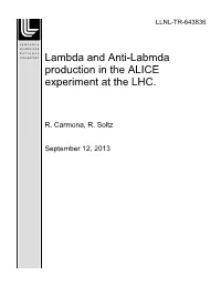 Lambda and Anti-Labmda Production in the ALICE Experiment at the LHC