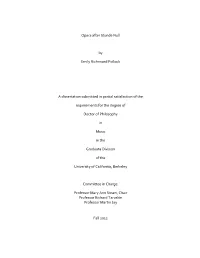 Opera After Stunde Null by Emily Richmond Pollock a Dissertation