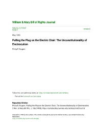 Pulling the Plug on the Electric Chair: the Unconstitutionality of Electrocution