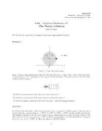 The Tensor of Inertia C Alex R