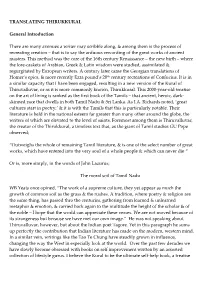TRANSLATING THIRUKKURAL General Introduction There Are