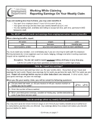 Working While Claiming Reporting Earnings on Your Weekly Claim