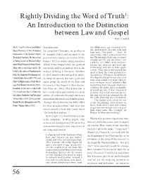 An Introduction to the Distinction Between Law and Gospel Mark A