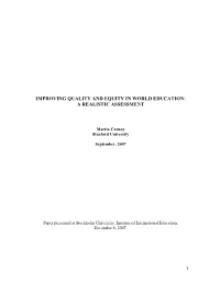 Carnoy, M. (2007). Improving Quality and Equity in World