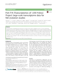 Fish-T1K (Transcriptomes of 1,000 Fishes) Project: Large-Scale Transcriptome Data for Fish Evolution Studies Ying Sun1,2*†, Yu Huang2†, Xiaofeng Li2†, Carole C