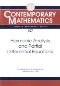 Harmonic Analysis and Partial Differential Equations