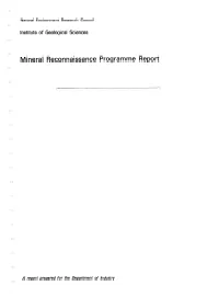 Mineral Reconnaissance Programme Report
