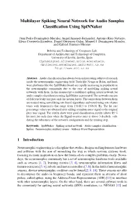 Multilayer Spiking Neural Network for Audio Samples Classification Using