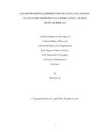 Paleoenvironmental Interpretation of Late Glacial and Post