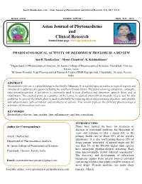 Pharmacological Activity of Desmodium Triflorum- a Review