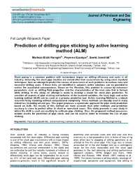 Prediction of Drilling Pipe Sticking by Active Learning Method (ALM)