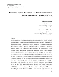 The Case of the Bidayuh Language in Sarawak