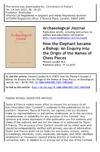 An Enquiry Into the Origin of the Names of Chess Pieces Howard Candler M.A