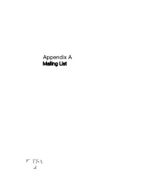 Appendix a Mailing List