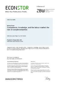 Competence, Knowledge, and the Labour Market. the Role of Complementarities