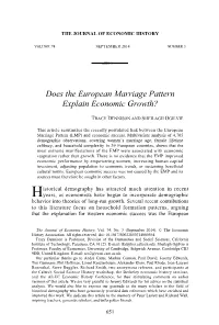 Does the European Marriage Pattern Explain Economic Growth? 