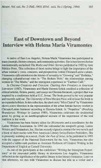 East of Downtown and Beyond Interview with Helena Maria Viramontes