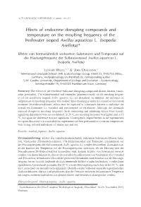 Effects of Endocrine Disrupting Compounds and Temperature on the Moulting Frequency of the Freshwater Isopod Asellus Aquaticus L
