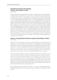 Identifying the State of Knowledge: Farmer’S Knowledge in Kenya Rachel Kagoiya