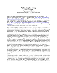 Optimizing the Swing Alan M